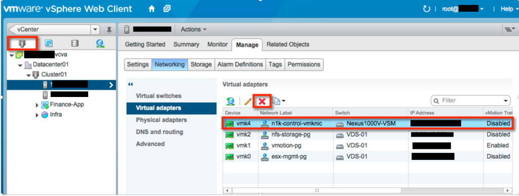 Delete n1k-control-vmknic in L3 communication mode VSM to VEM