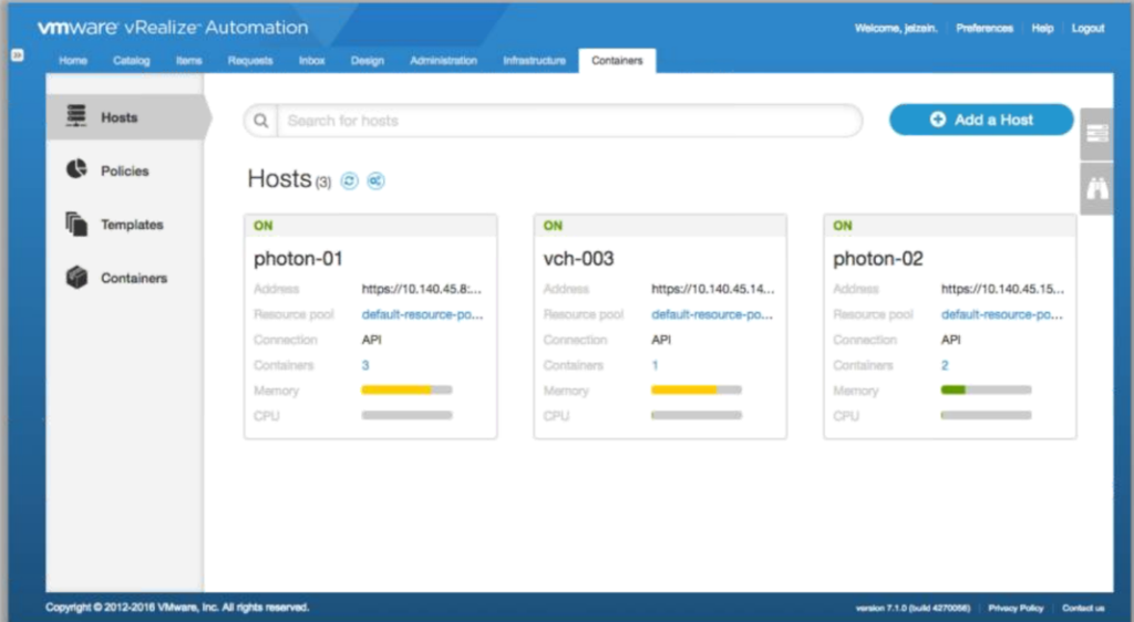 vRealize Automation Admiral Container Integration