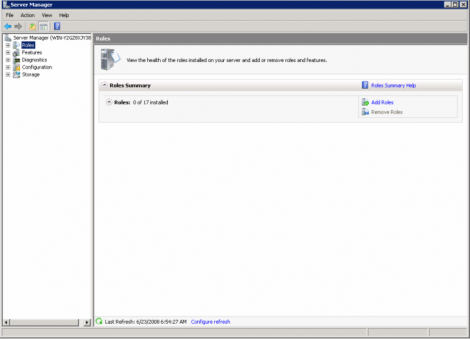 windows 2008 choosing roles from left panel
