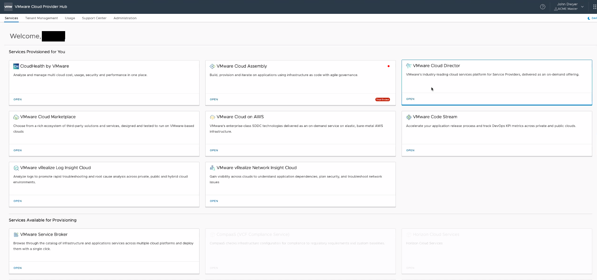 VMware Cloud Director Service Initial Availability