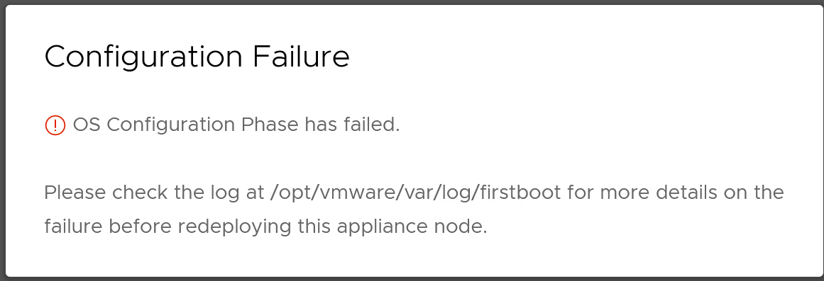 VMware Cloud Director 10.3.x OS Configuration Phase has failed error