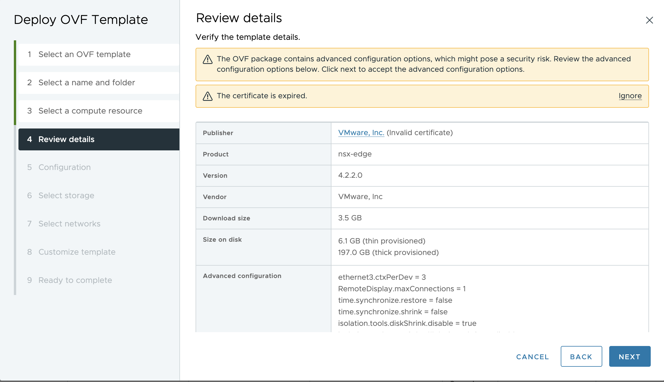 NSX Deployment using OVF Tools failed due to expired certificate